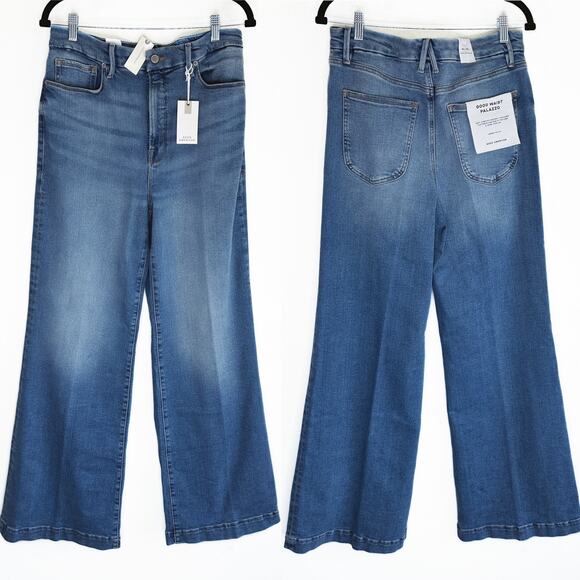 NWT Anthropologie Good American Good Waist High Rise Palazzo Wide Leg Jeans 32 - Picture 3 of 14